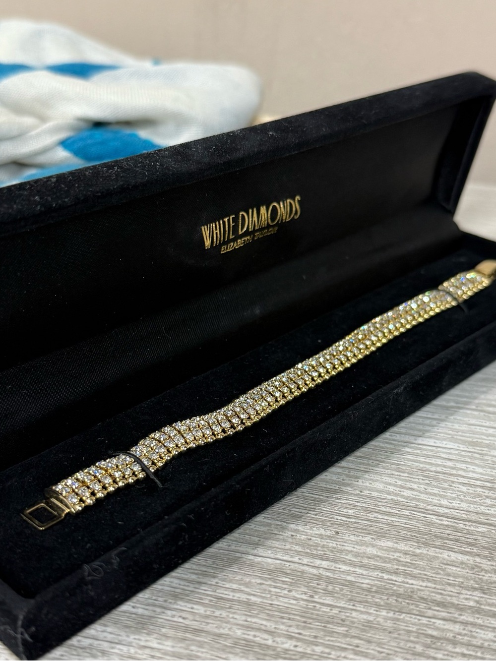 NWT Gold-Tone Crystal Tennis Bracelet by White Diamonds Elizabeth Taylor